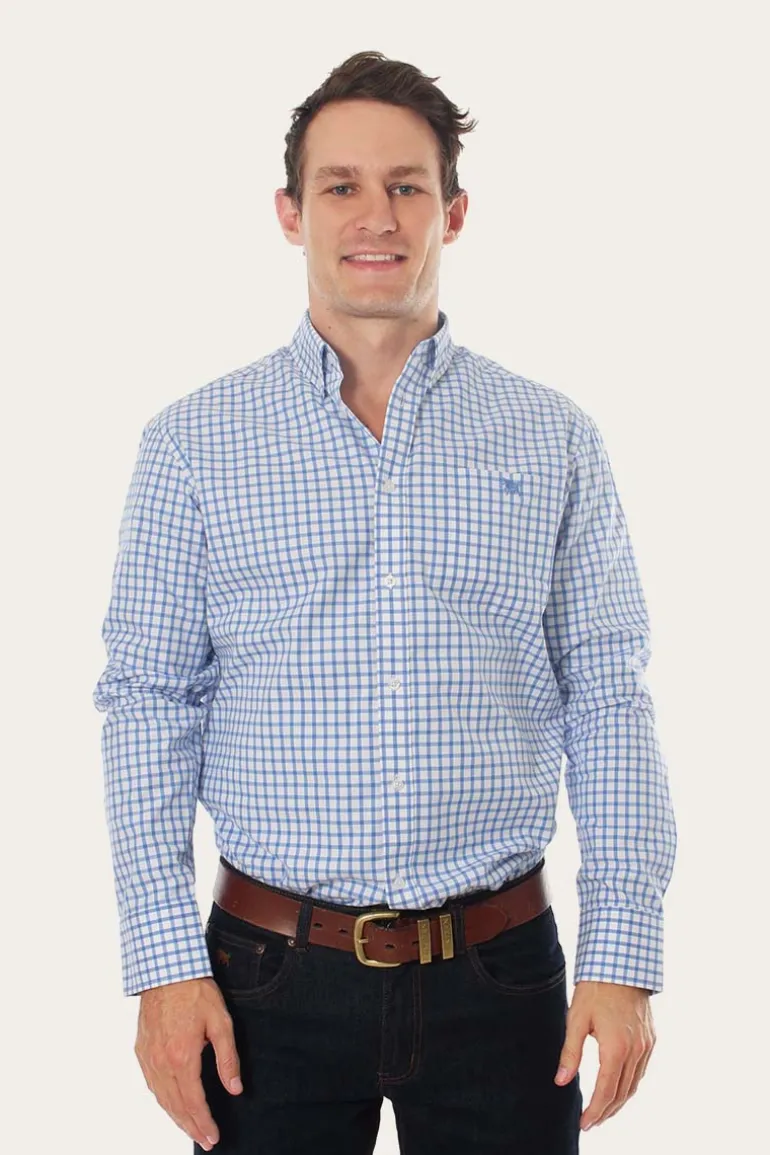 Heritage Mens Check Dress Shirt - Blue/White