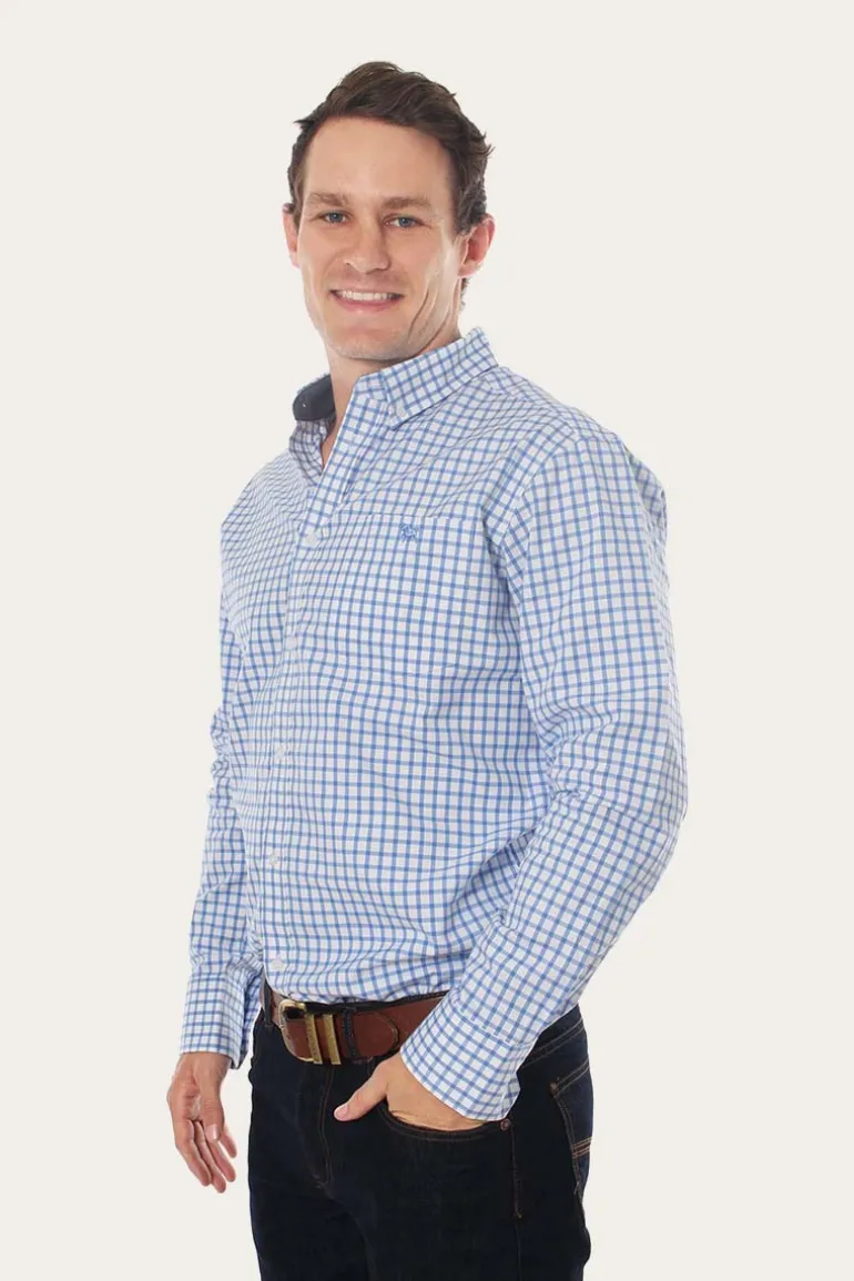 Heritage Mens Check Dress Shirt - Blue/White