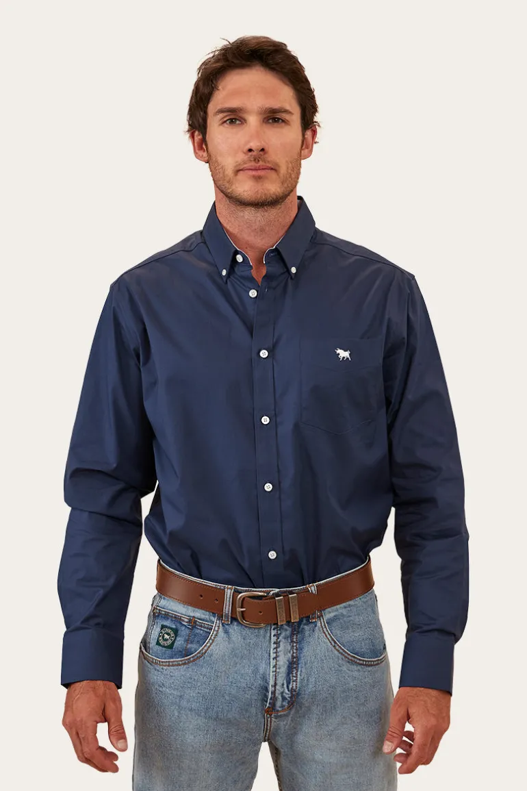 Heritage Mens Plain Dress Shirt - Navy
