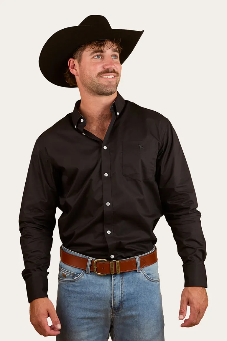 Heritage Mens Plain Dress Shirt - Black