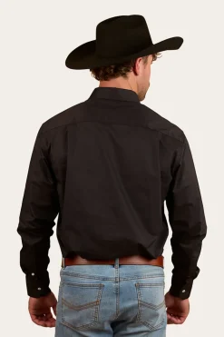 Heritage Mens Plain Dress Shirt - Black