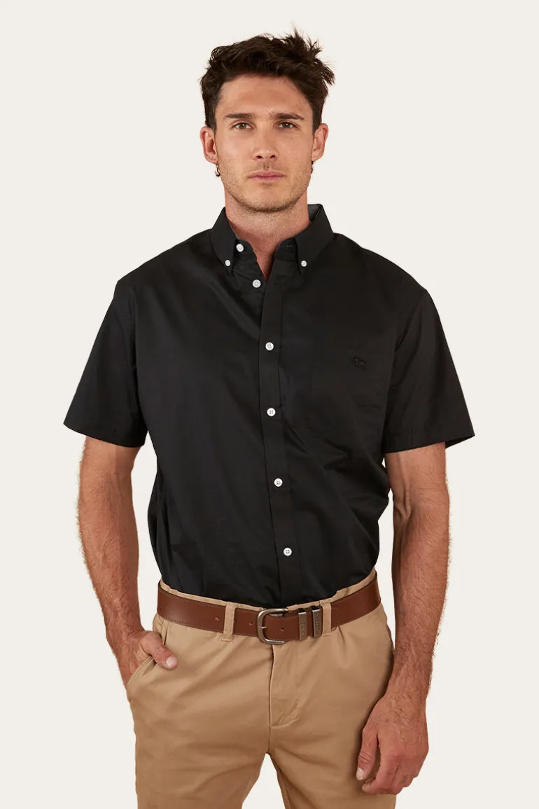 Heritage Mens Short Sleeve Dress Shirt - Black