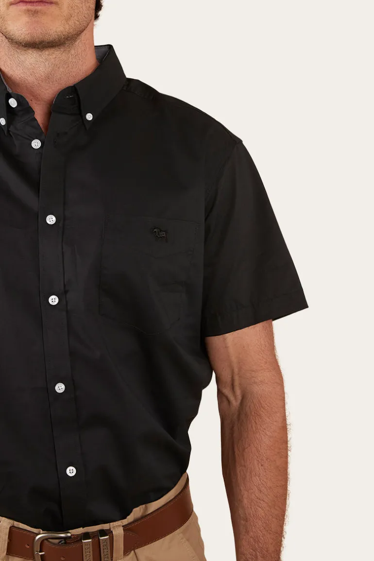 Heritage Mens Short Sleeve Dress Shirt - Black