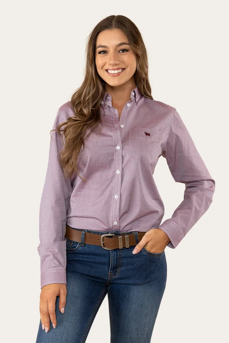 Heritage Womens Check Dress Shirt - Burgundy