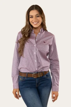 Heritage Womens Check Dress Shirt - Burgundy