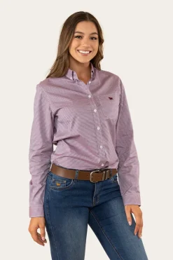 Heritage Womens Check Dress Shirt - Burgundy