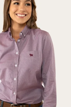 Heritage Womens Check Dress Shirt - Burgundy