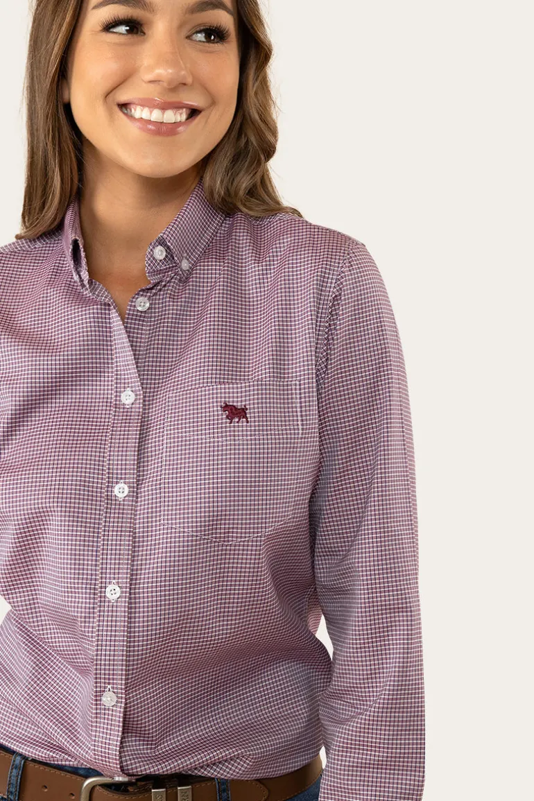 Heritage Womens Check Dress Shirt - Burgundy