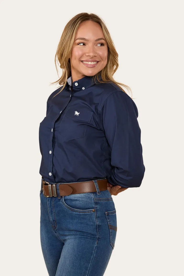 Heritage Womens Plain Dress Shirt - Navy
