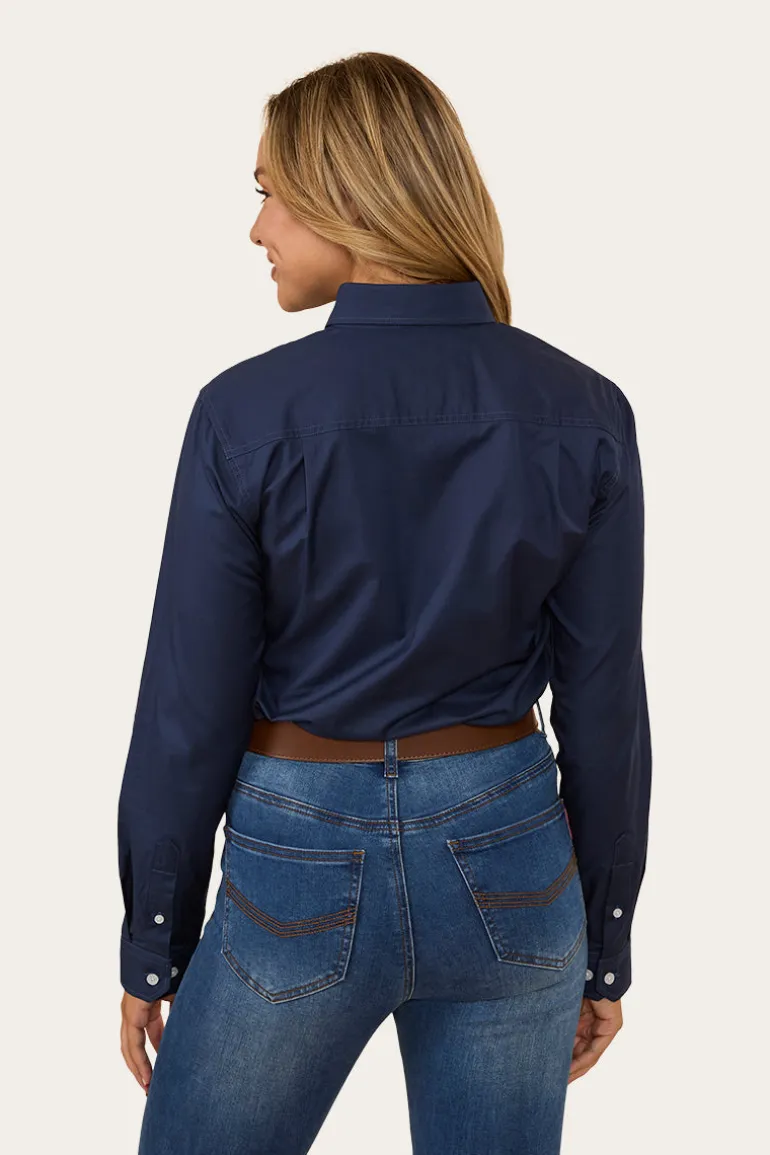 Heritage Womens Plain Dress Shirt - Navy