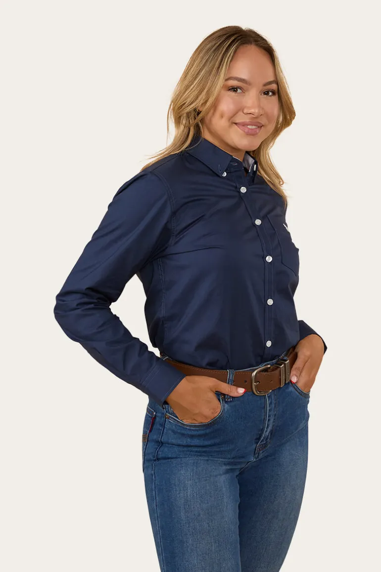 Heritage Womens Plain Dress Shirt - Navy