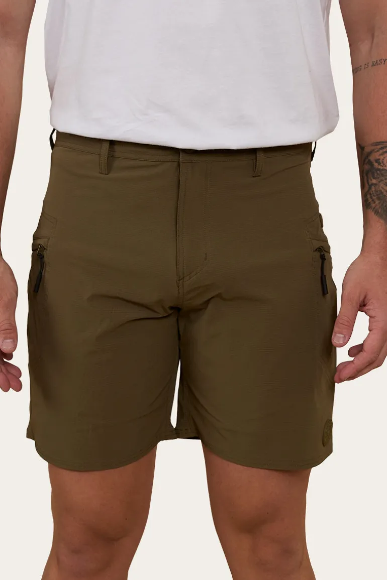 Hillston Mens Hybrid Short - Military Green