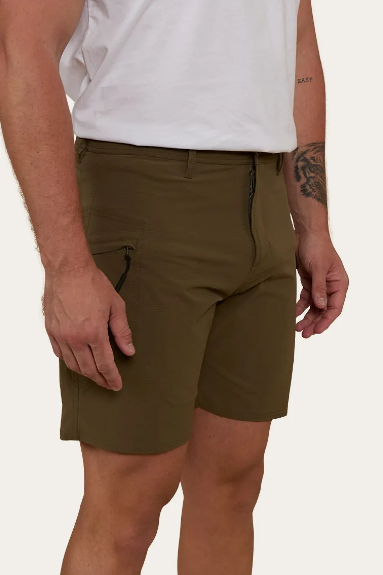 Hillston Mens Hybrid Short - Military Green
