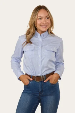 Hope Womens Check Dress Shirt - White/Blue