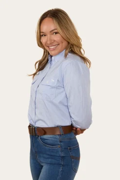 Hope Womens Check Dress Shirt - White/Blue