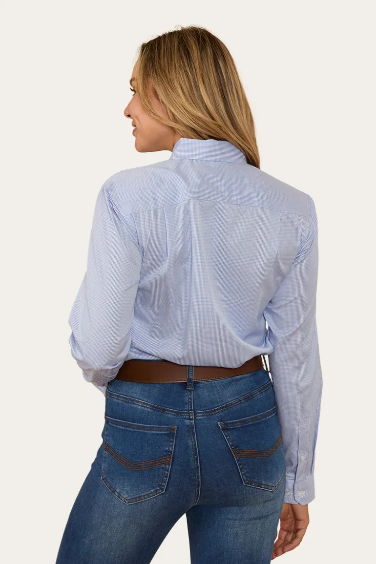 Hope Womens Check Dress Shirt - White/Blue