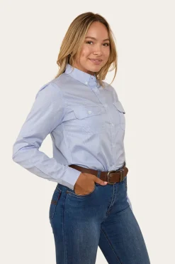 Hope Womens Check Dress Shirt - White/Blue