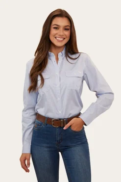 Hope Womens Stripe Dress Shirt - White/Blue