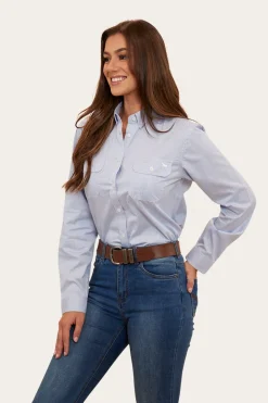 Hope Womens Stripe Dress Shirt - White/Blue