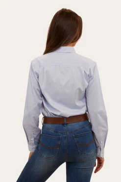 Hope Womens Stripe Dress Shirt - White/Blue