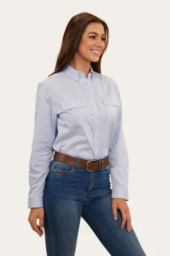 Hope Womens Stripe Dress Shirt - White/Blue