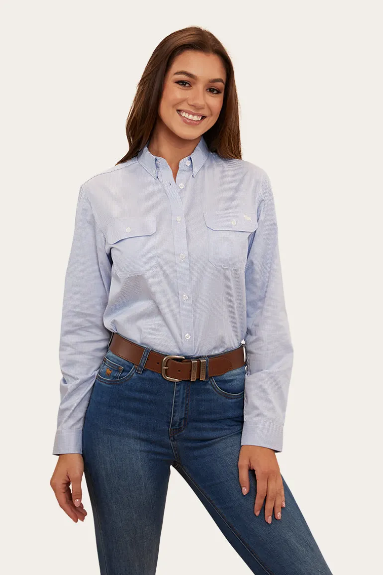 Hope Womens Stripe Dress Shirt - White/Blue