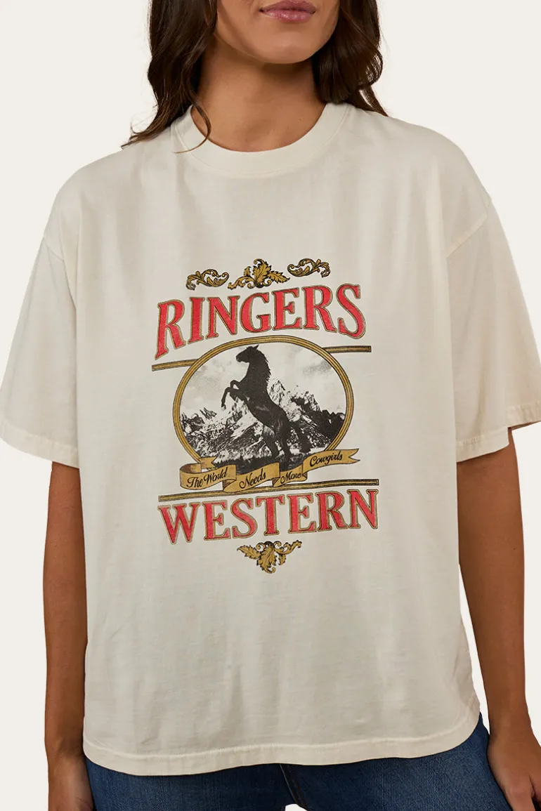 Horsin Around Womens Oversized T-Shirt - Vintage White