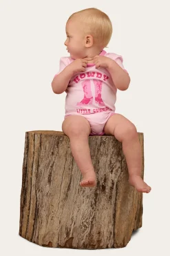 Howdy Cowgirl Babies Short Sleeve Romper - Ballet Pink