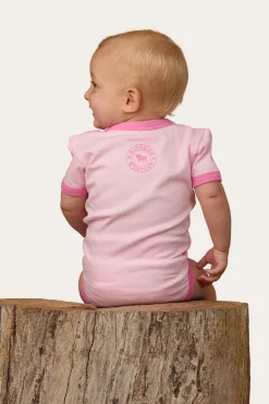 Howdy Cowgirl Babies Short Sleeve Romper - Ballet Pink