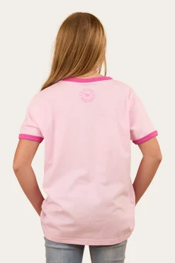 Howdy Cowgirl Kids Ringer T-Shirt - Ballet Pink