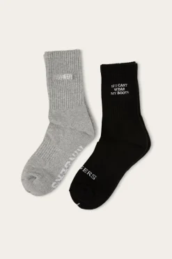 Howdy Unisex Sock 2 Pack - Black/Grey Marle