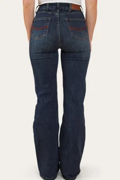Indi Womens High-Rise Bootleg Jeans - Dark Blue