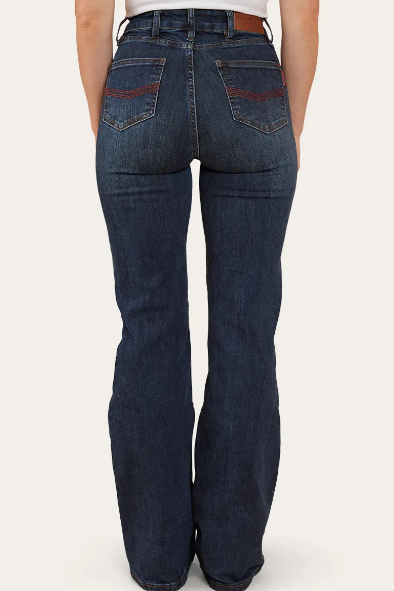 Indi Womens High-Rise Bootleg Jeans - Dark Blue