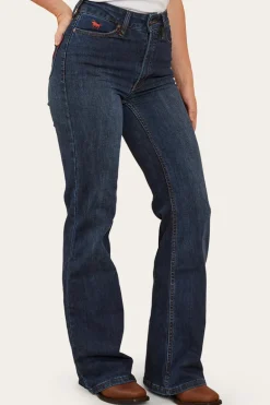 Indi Womens High-Rise Bootleg Jeans - Dark Blue
