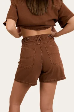 Iris Womens Denim Short - Saddle Brown