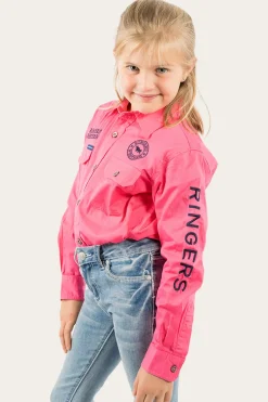 Jackaroo Kids Full Button Work Shirt - Melon/Navy