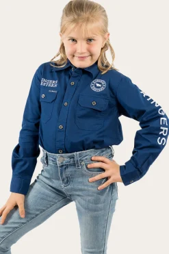 Jackaroo Kids Full Button Work Shirt - Navy/White