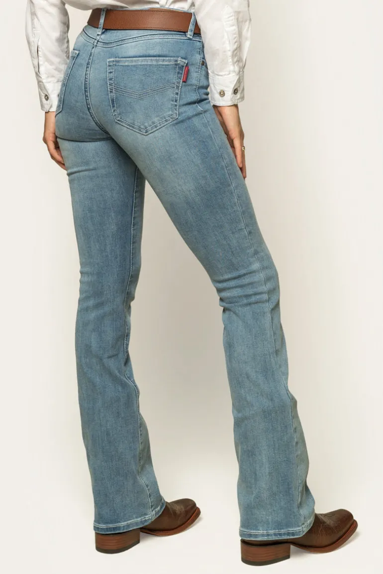 Katherine Cowgirl Womens Mid-Rise Bootleg Jeans - Light Blue