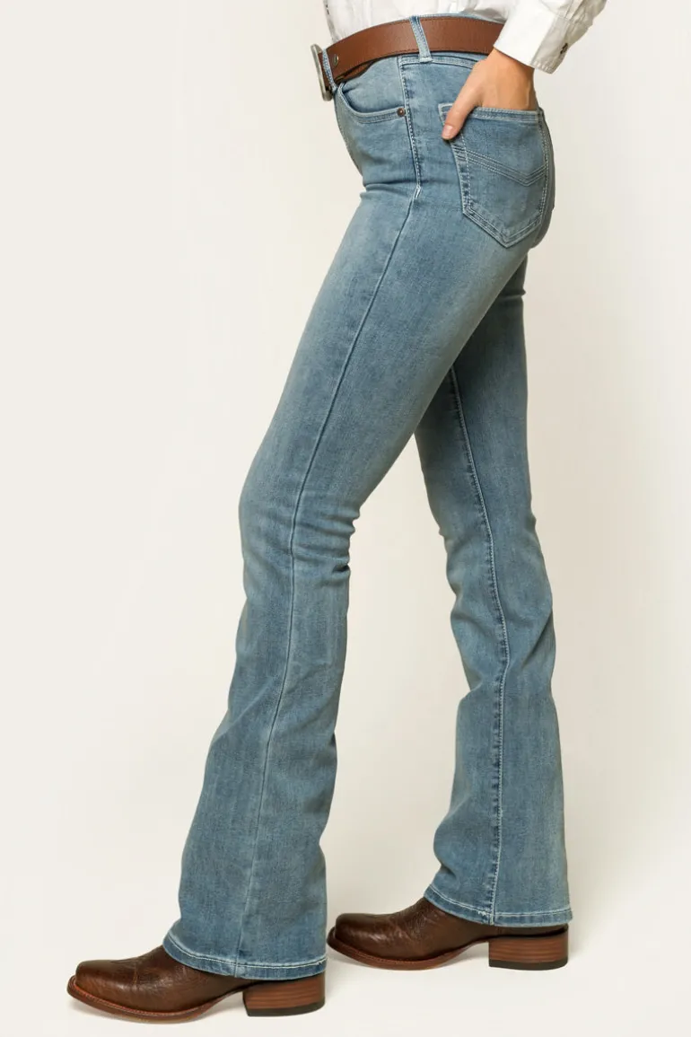 Katherine Cowgirl Womens Mid-Rise Bootleg Jeans - Light Blue