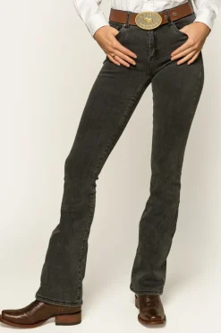Katherine Cowgirl Womens Mid-Rise Bootleg Jeans - Charcoal