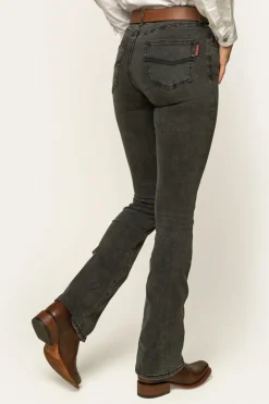 Katherine Cowgirl Womens Mid-Rise Bootleg Jeans - Charcoal