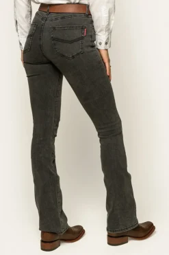 Katherine Cowgirl Womens Mid-Rise Bootleg Jeans - Charcoal