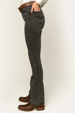 Katherine Cowgirl Womens Mid-Rise Bootleg Jeans - Charcoal