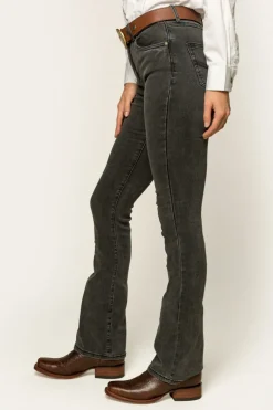 Katherine Cowgirl Womens Mid-Rise Bootleg Jeans - Charcoal