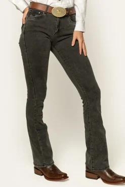 Katherine Cowgirl Womens Mid-Rise Bootleg Jeans - Charcoal