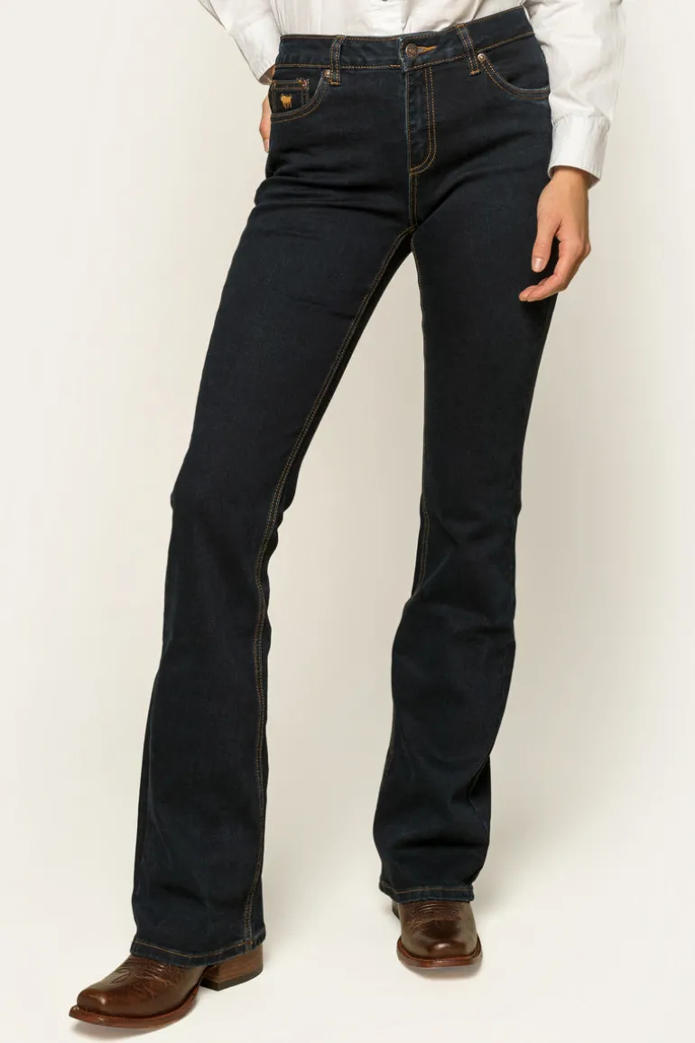 Katherine Womens Mid-Rise Bootleg Jeans - Dark Blue
