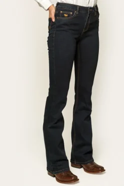 Katherine Womens Mid-Rise Bootleg Jeans - Dark Blue