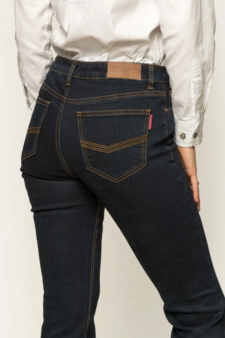 Katherine Womens Mid-Rise Bootleg Jeans - Dark Blue