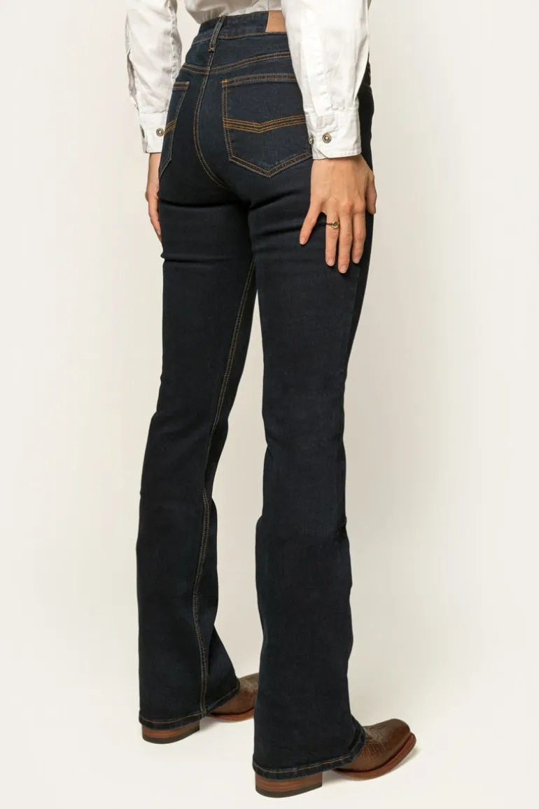 Katherine Womens Mid-Rise Bootleg Jeans - Dark Blue