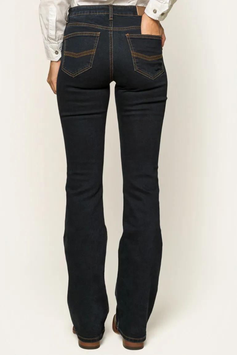 Katherine Womens Mid-Rise Bootleg Jeans - Dark Blue